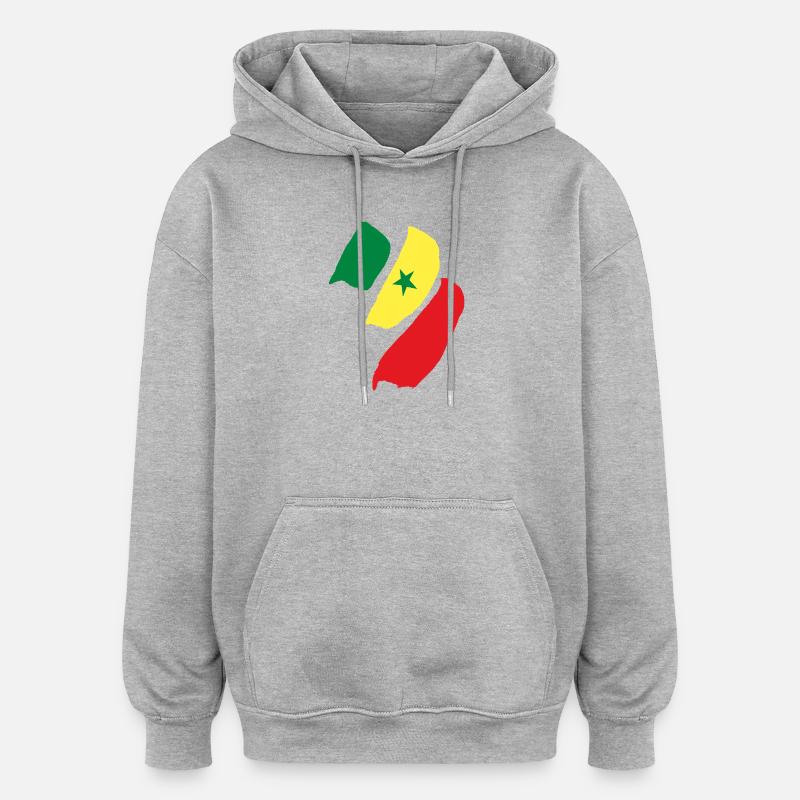 drapeau du Sénégal - Sweat à capuche oversize unisexe - gris chiné