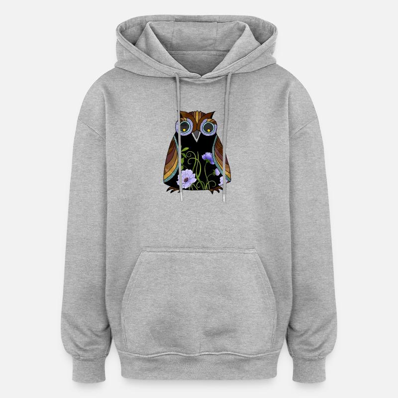 hibou - Sweat à capuche oversize unisexe - gris chiné