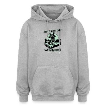 ICH WERDE AUF EURE GRÄBER KRATZEN! - Oversized Unisex Hoodie - Grau meliert - Vorne - Noah (186cm)