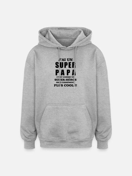 Super papa - Sweat à capuche oversize unisexe - gris chiné