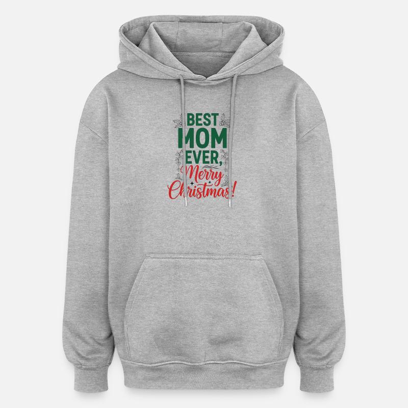 Maman de Noël - Sweat à capuche oversize unisexe - gris chiné