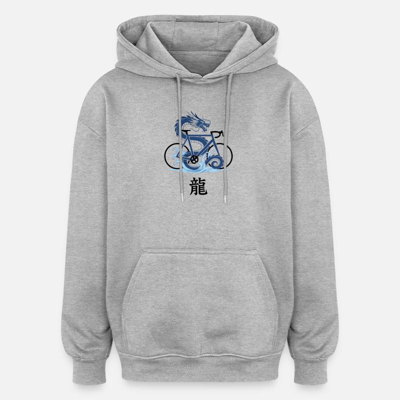 Géométrie de la Marée du Dragon - Sweat à capuche oversize unisexe - gris chiné