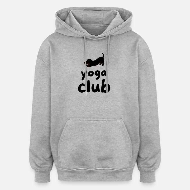 Club de yoga - Posture du chien - Sweat à capuche oversize unisexe - gris chiné