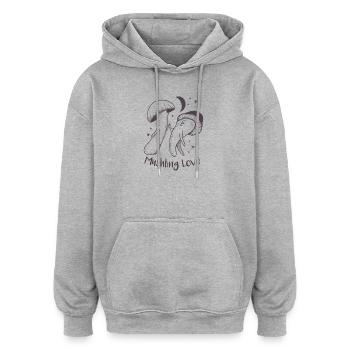 Mushling Love Pilz Herz Nacht - Oversized Unisex Hoodie - Grau meliert - Vorne - Noah (186cm)