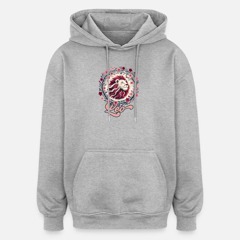 Cercle floral du Lion - Sweat à capuche oversize unisexe - gris chiné