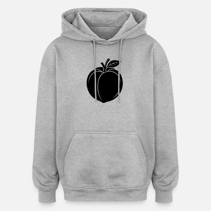 Silhouette du Fruit de la Pêche - Sweat à capuche oversize unisexe - gris chiné