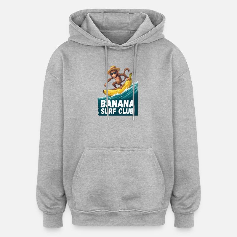 Singe du club de surf bananier - Sweat à capuche oversize unisexe - gris chiné