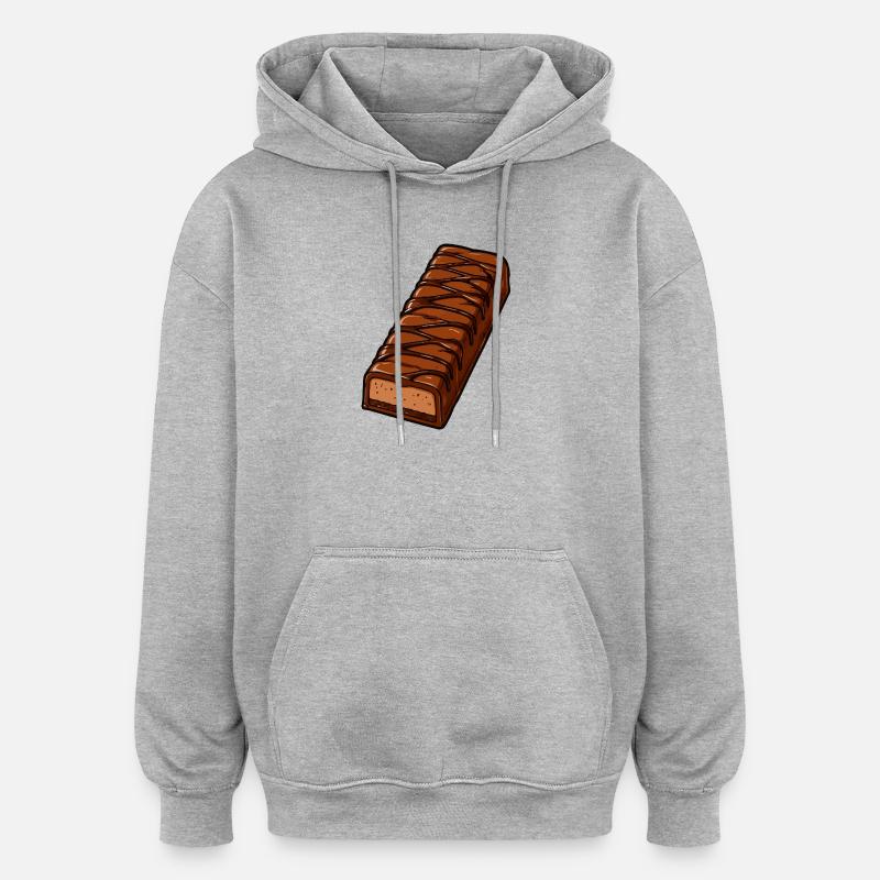 Barre chocolatée avec glaçage en zigzag - Sweat à capuche oversize unisexe - gris chiné