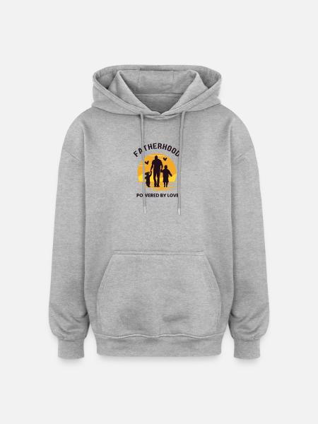 Vaterschaft angetrieben von Liebe - Oversized Unisex Hoodie - Grau meliert