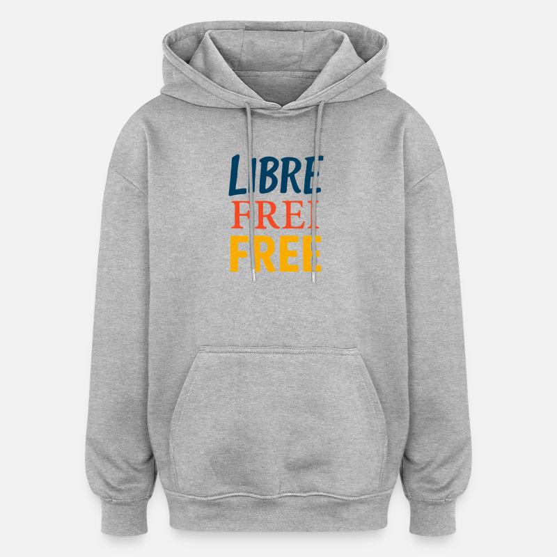 Libre - Oversized Unisex Hoodie - Grau meliert
