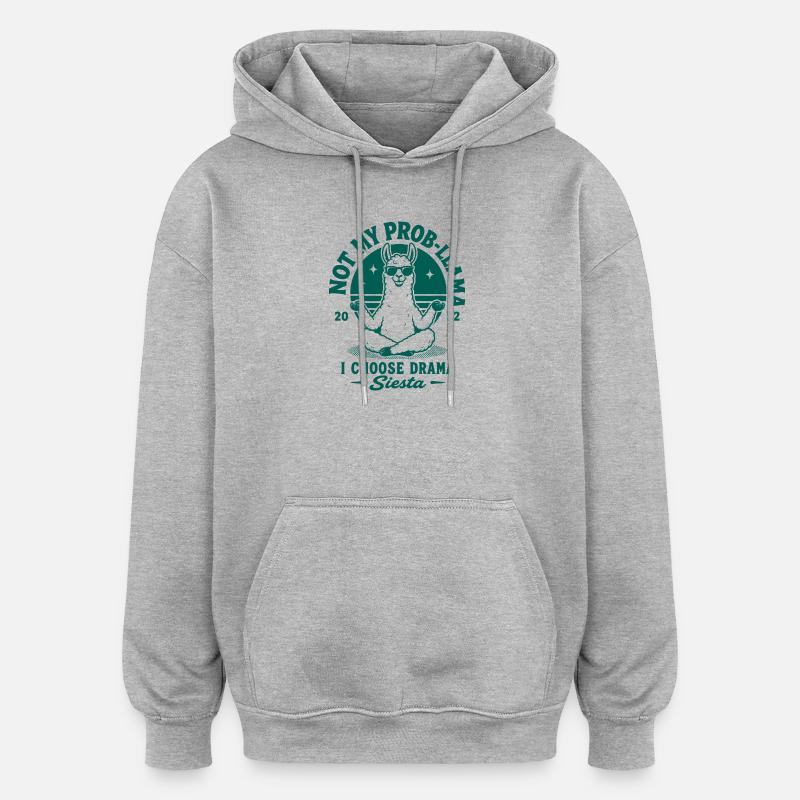 Not My Prob-Llama Siesta - Oversized Unisex Hoodie - Grau meliert