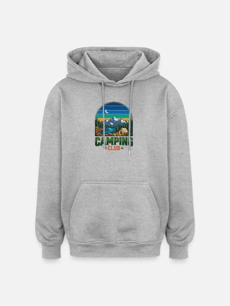 Wandern – Outdoor-Abenteuer – Campingclub - Oversized Unisex Hoodie - Grau meliert