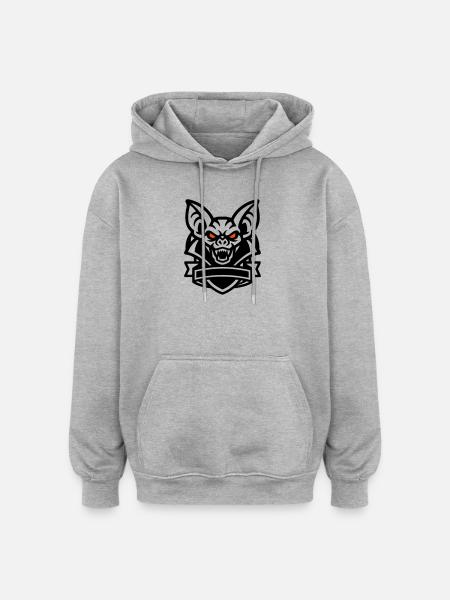 Fledermaus Maskottchen Logo - Oversized Unisex Hoodie - Grau meliert