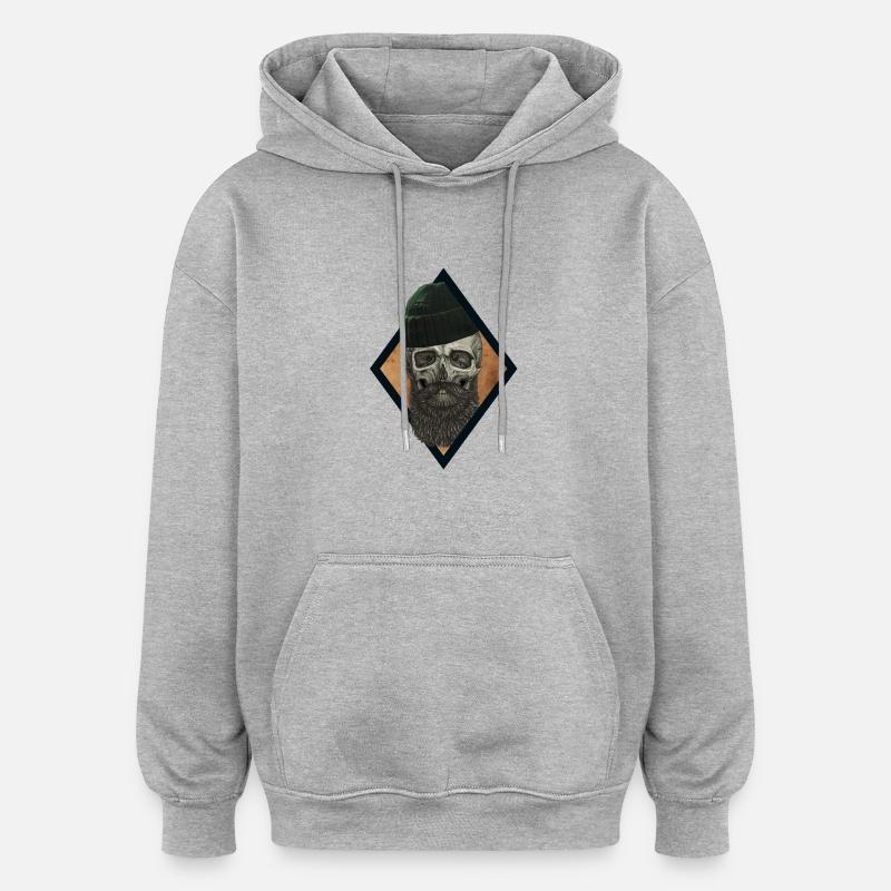 Pêcheur de crâne de barbe - Sweat à capuche oversize unisexe - gris chiné