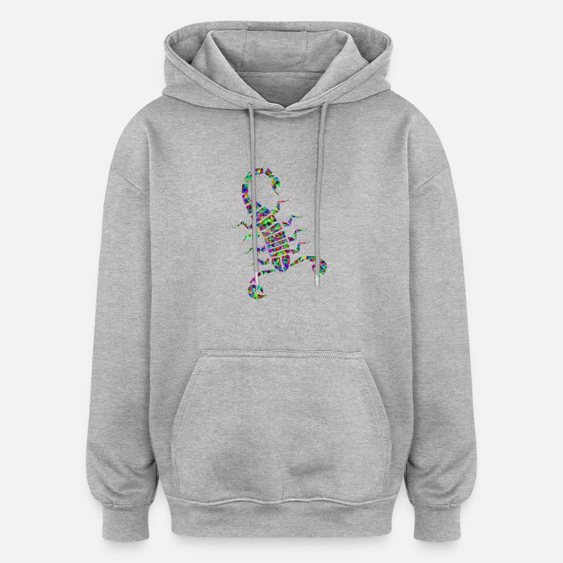skorp 7 - Sweat à capuche oversize unisexe - gris chiné