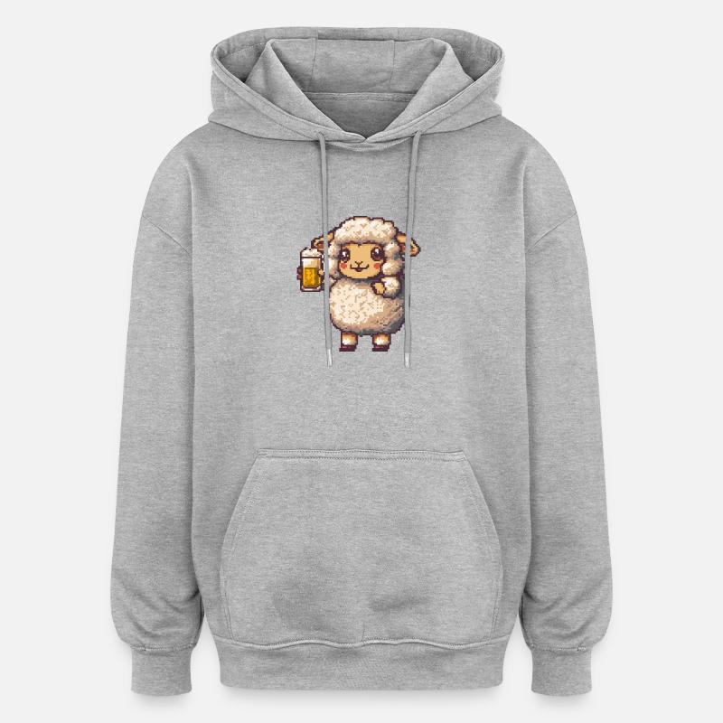 Bière de mouton Pixel - Sweat à capuche oversize unisexe - gris chiné