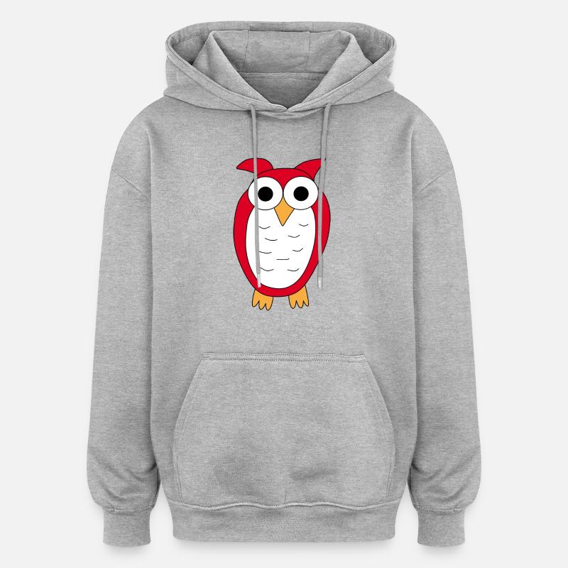 Eule rote Eule - Oversized Unisex Hoodie - Grau meliert
