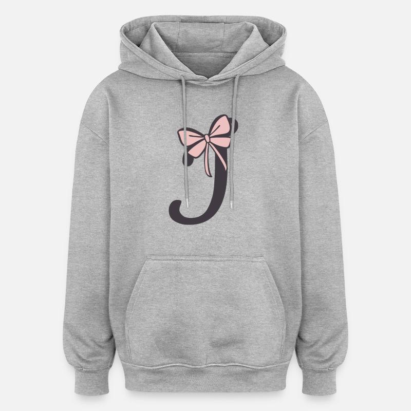 Anfangsbuchstabe i Schleifchen - Oversized Unisex Hoodie - Grau meliert