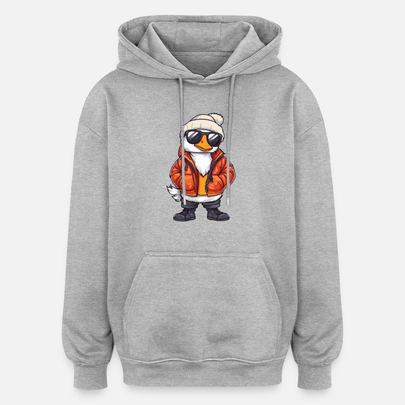 Bande dessinée cool de l’oie - Sweat à capuche oversize unisexe - gris chiné