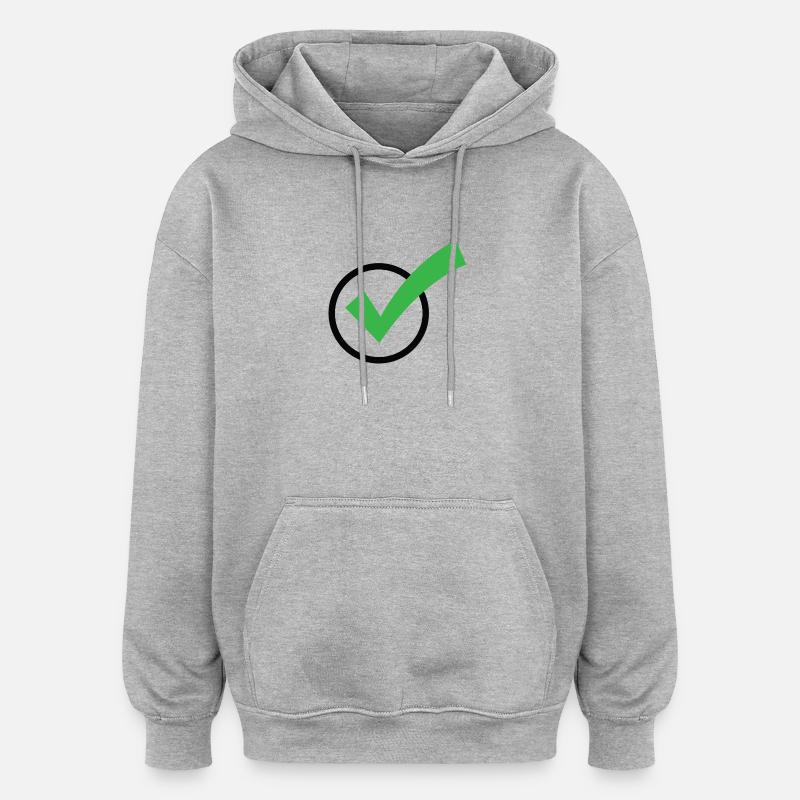 Ein Häkchen - Oversized Unisex Hoodie - Grau meliert