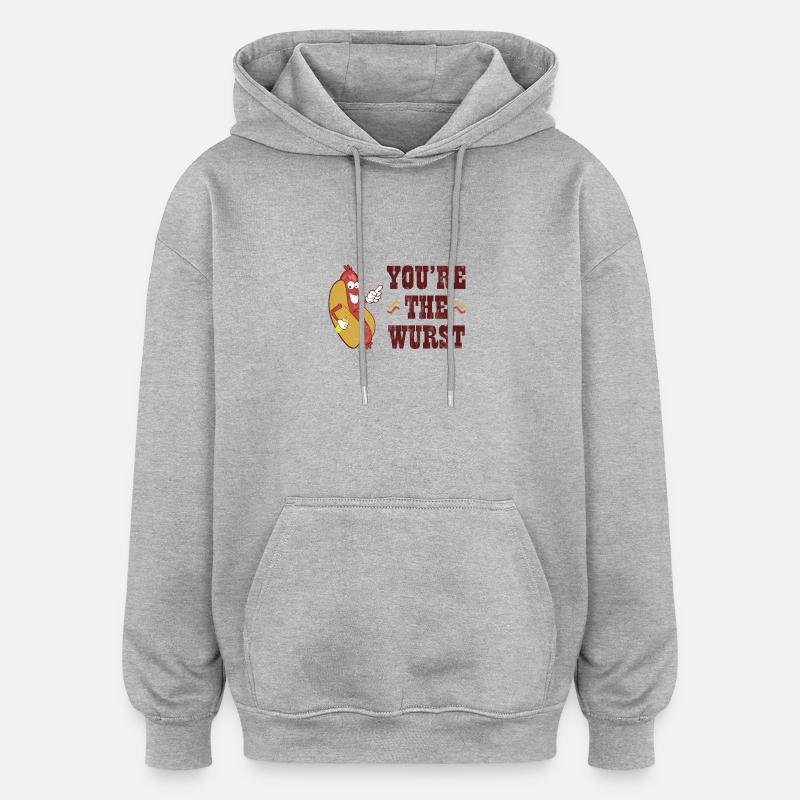 Journée mondiale Bratwurst - Bratwurst - Sweat à capuche oversize unisexe - gris chiné