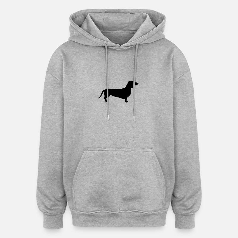 Dackel schwarz - Oversized Unisex Hoodie - Grau meliert