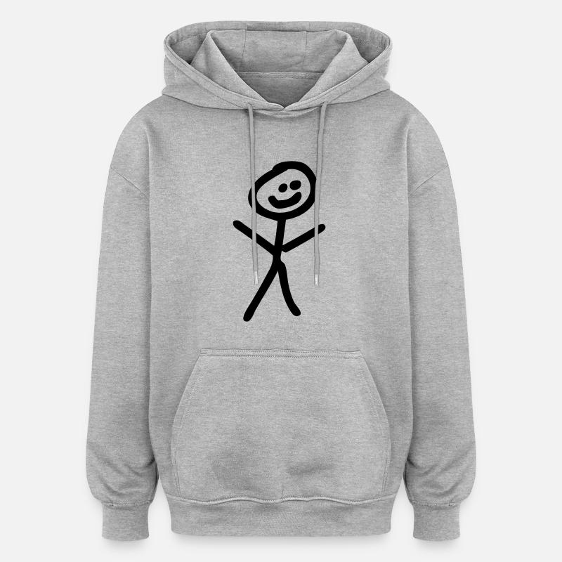 happy - Sweat à capuche oversize unisexe - gris chiné