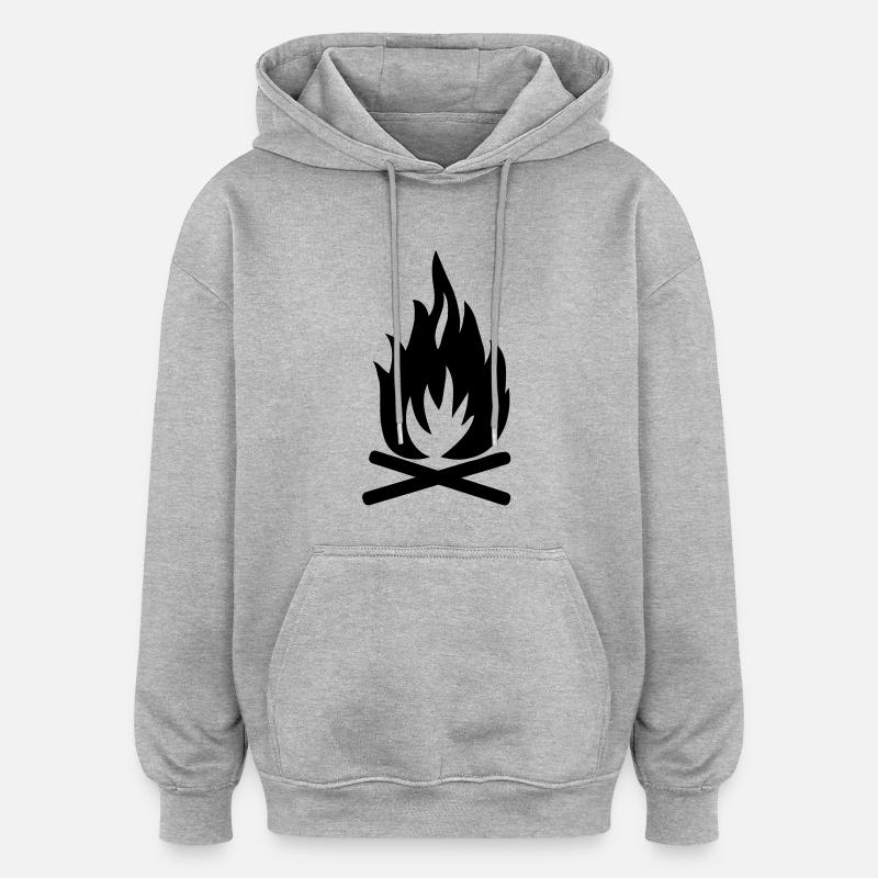 Feu de camp - Sweat à capuche oversize unisexe - gris chiné