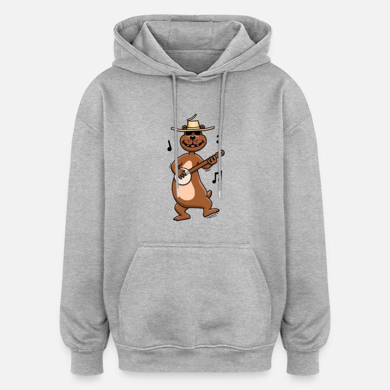 Banjo ours - Sweat à capuche oversize unisexe - gris chiné