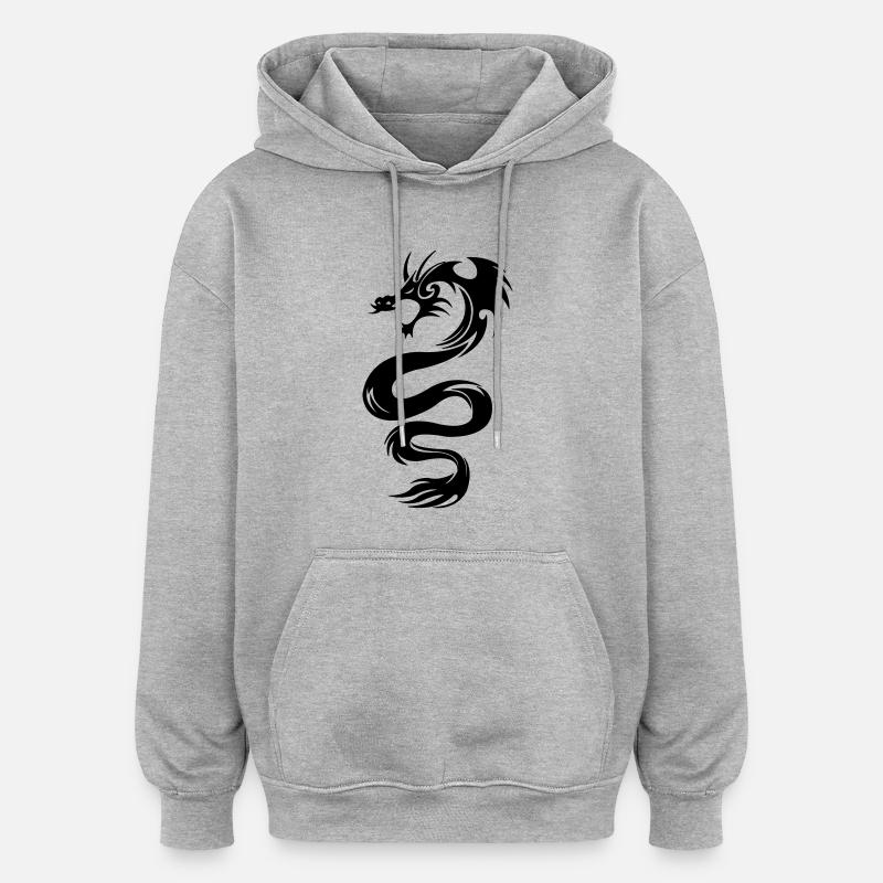 dragon - Sweat à capuche oversize unisexe - gris chiné