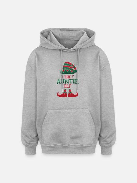 The Aunt Elf - Oversized Unisex Hoodie - heather grey