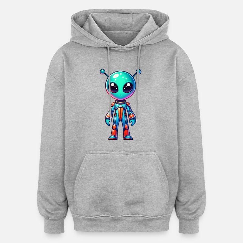 Bande dessinée extraterrestre - Sweat à capuche oversize unisexe - gris chiné