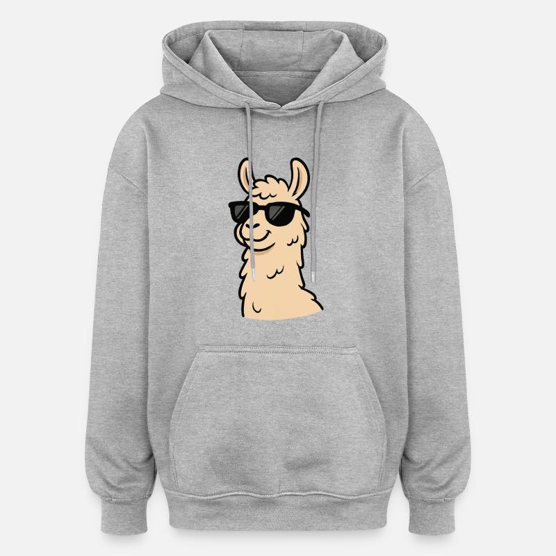 Llama Cool Comic - Oversized Unisex Hoodie - heather grey