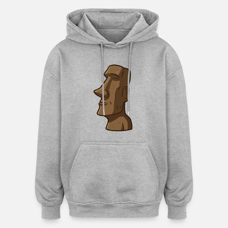 Statue de l’île de Pâques - Sweat à capuche oversize unisexe - gris chiné
