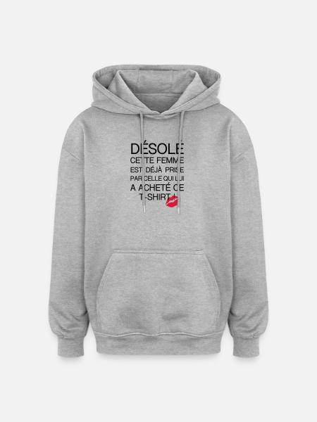 desole femme prise - Sweat à capuche oversize unisexe - gris chiné