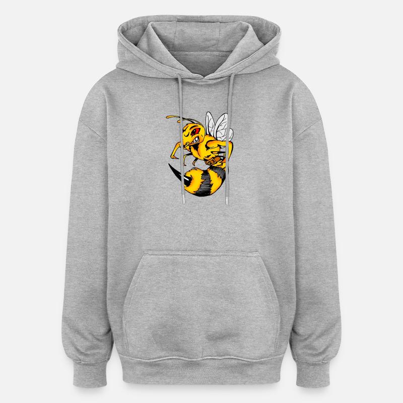 Aggressive Comic-Wespe mit Stachel - Oversized Unisex Hoodie - Grau meliert