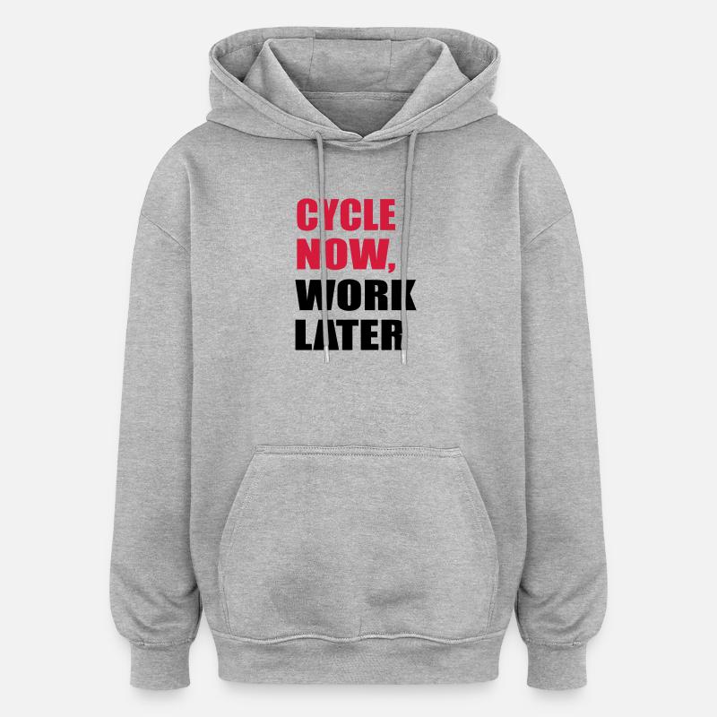 Cyclisme - Sweat à capuche oversize unisexe - gris chiné