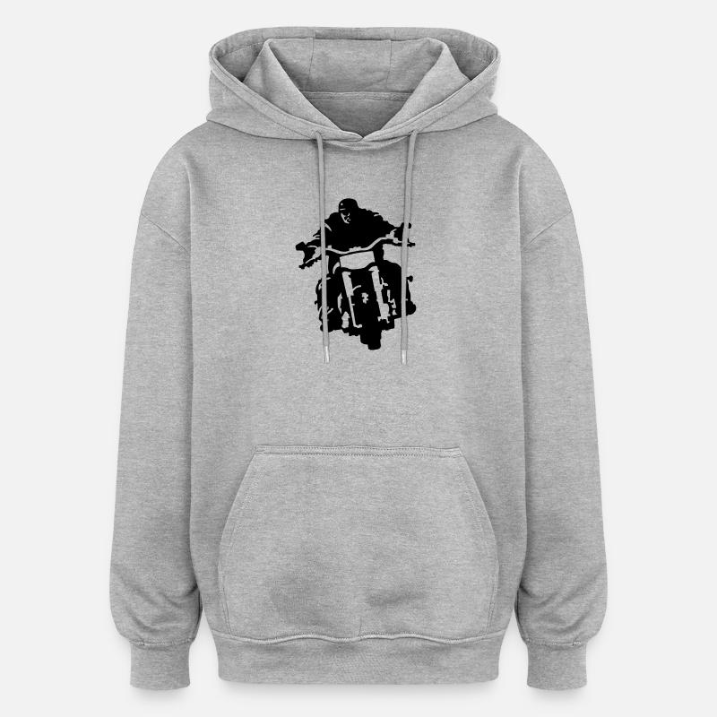 biker - Sweat à capuche oversize unisexe - gris chiné