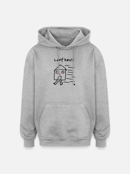 Laufhaus - Oversized Unisex Hoodie - Grau meliert