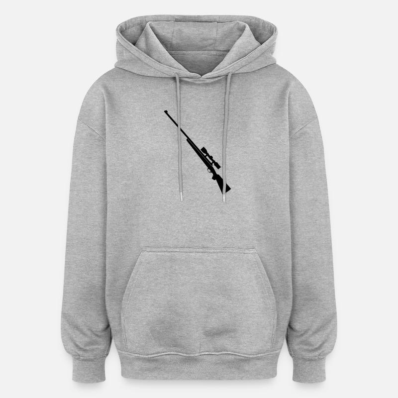 Fusil de précision fusil de chasse - Sweat à capuche oversize unisexe - gris chiné