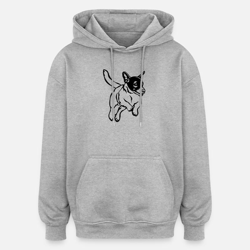Jack Russell Terrier - Sweat à capuche oversize unisexe - gris chiné