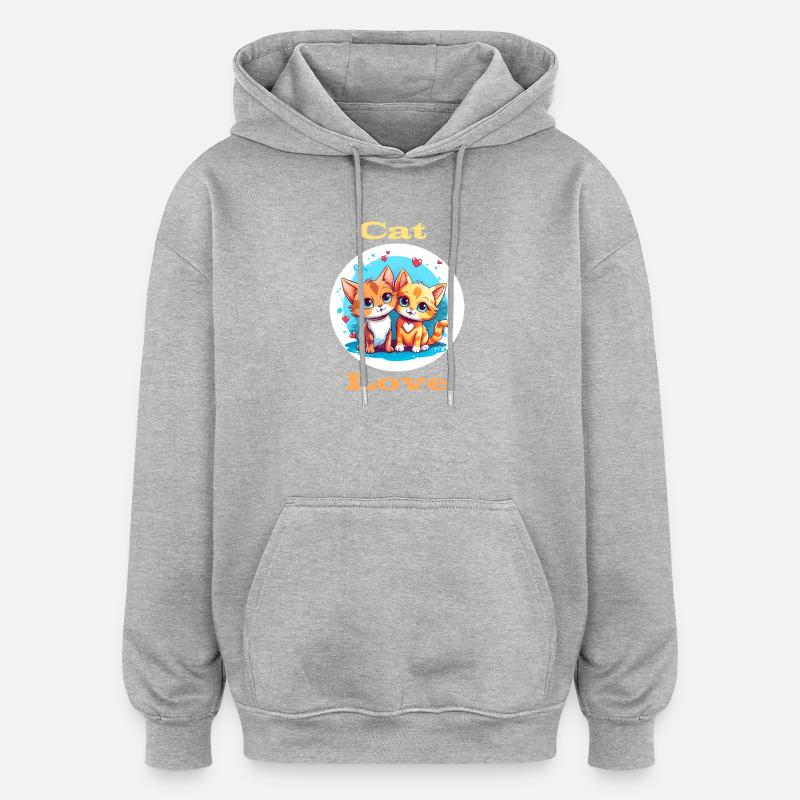 Amour de chat - Sweat à capuche oversize unisexe - gris chiné