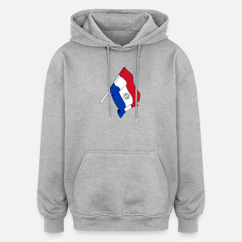 Drapeau du Paraguay - Sweat à capuche oversize unisexe - gris chiné