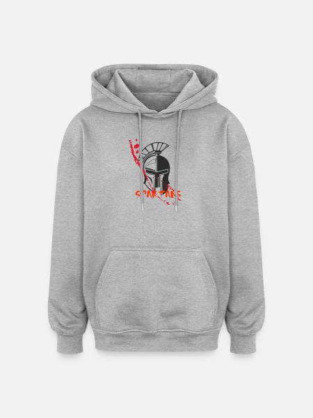 Helm Sparta und Blut 7 - Oversized Unisex Hoodie - Grau meliert