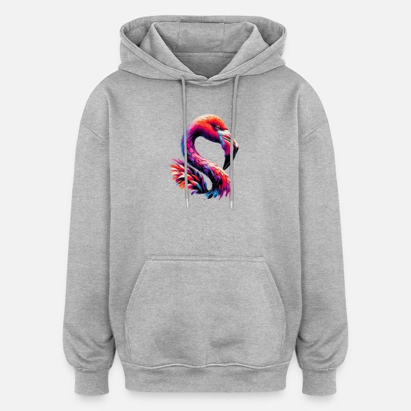 Flamant - Sweat à capuche oversize unisexe - gris chiné