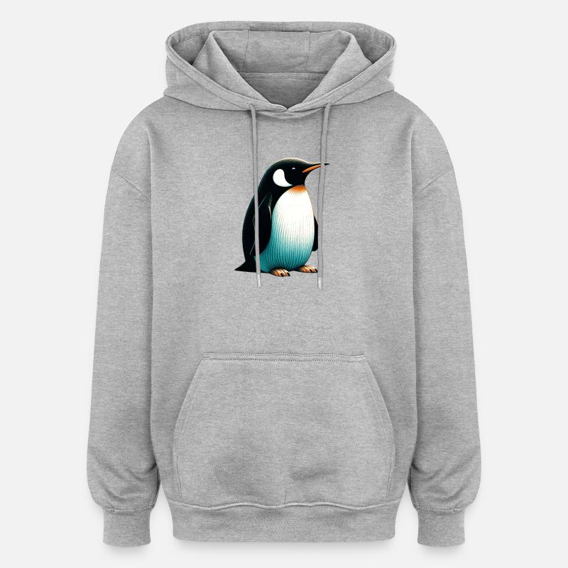 Pingouin - Sweat à capuche oversize unisexe - gris chiné