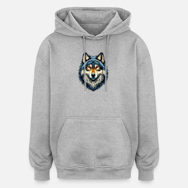 Wolf - Oversized Unisex Hoodie - heather grey