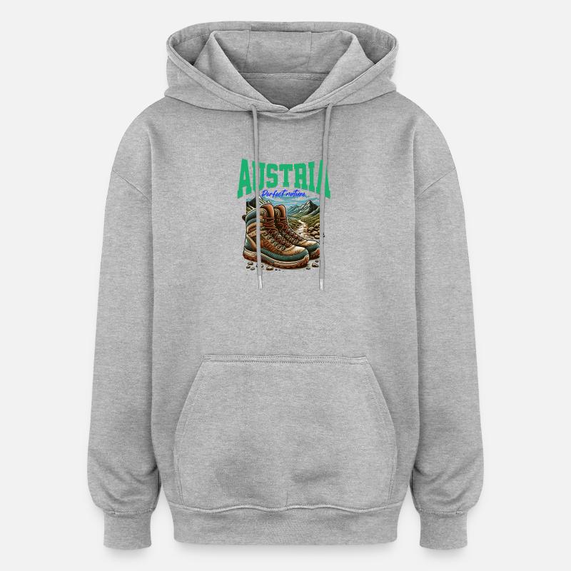 L’Autriche refroidit Wander Design - Österreich - Sweat à capuche oversize unisexe - gris chiné