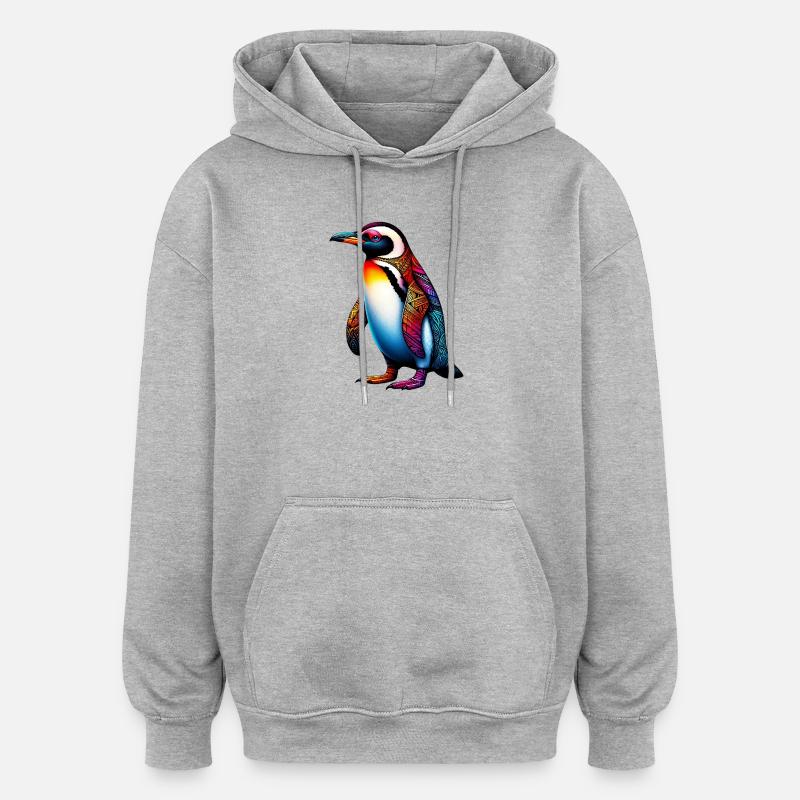 Pingouin - Sweat à capuche oversize unisexe - gris chiné