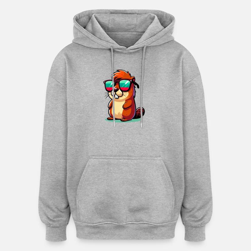 Castor - Sweat à capuche oversize unisexe - gris chiné